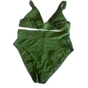 Robin Piccone Size L High Waist Olive Green Bikini Set Swimwear